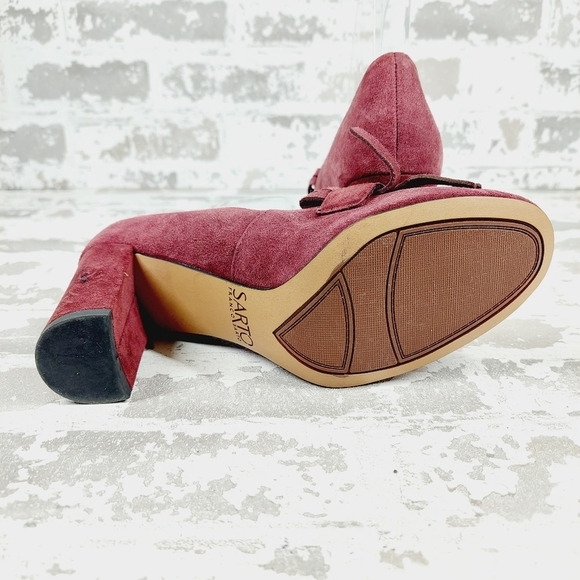SARTO By Franco Sarto Burgundy Leather Round-Toe Heeled Pumps Sandals M662 - Picture 8 of 13